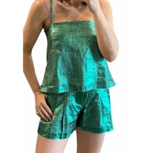 NEW LANTHROPY metallic top in green